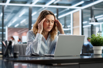 Overwhelmed Older Woman Accountant Struggles