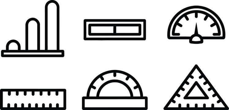 Set of 6 construction measurement tools icons vector