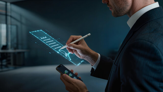 AI AGENTS SMART CONTRACT DIGITAL SIGNATURE VALIDATION PROCESS FEATURING MOBILE DEVICE SYNCING WITH STYLUS PEN FOR SECURE VIRTUAL DOCUMENT AUTHORIZATION IN REMOTE OFFICE ENVIRONMENTS GLOBALLY