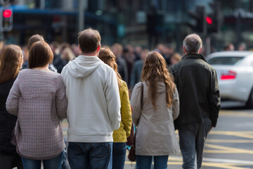 Fototapeta premium People waiting at pedestrian crossing