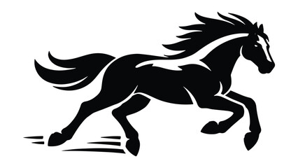 Obraz premium Running Horse Silhouette – Wild Stallion Animal Illustration in Black Design