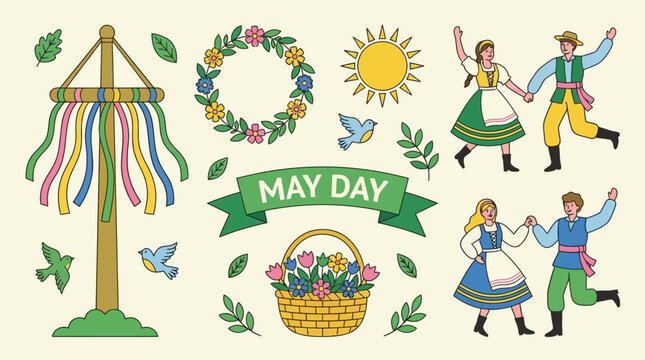 May Day Celebration with Traditional Folk Dancing and Maypole.