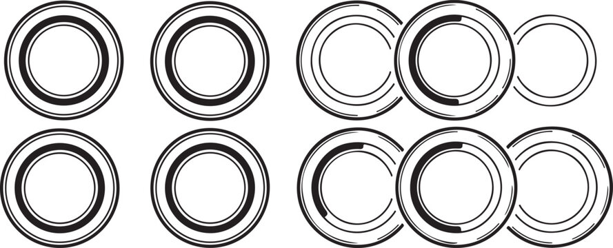 Arrangement of concentric circles in a symmetrical pattern on a white background Vector