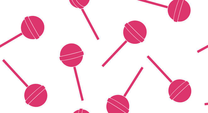 Pink Lollipop Vector Pattern Seamless Background for Candy and Sweet Designs