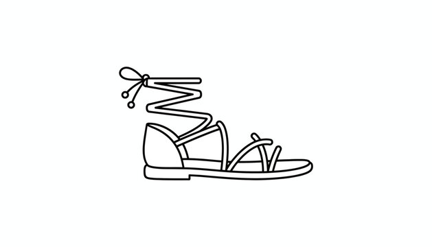 Minimalist Line Art of a Gladiator Sandal with Lace-Up Straps