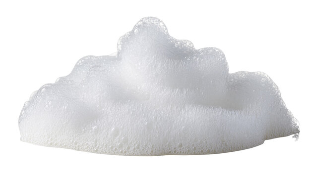 Fluffy white soap foam isolated PNG, a vibrant pile of cleansing suds with countless tiny bubbles for hygiene and purity concepts