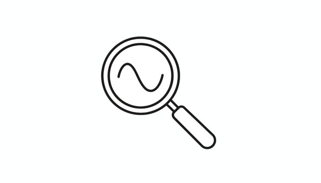 Magnifying glass over a wavy line graph, symbolizing data analysis and research