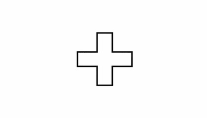 Obraz premium Geometric Plus Sign Icon, Simple Cross Shape, Mathematical Symbol, Graphic Element