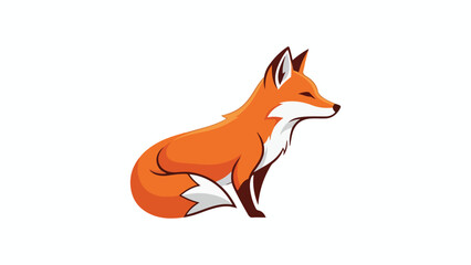 Obraz premium A stylized vector illustration of a sitting red fox with white fur accents on a white background
