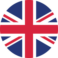 Fototapeta premium Union jack flag emblem in a circular shape with red white and blue colors united kingdom