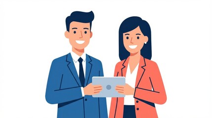 Business people holding document.