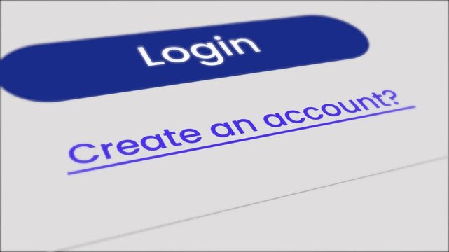 Mouse cursor clicking "Create an account" button animation isolated on white background
