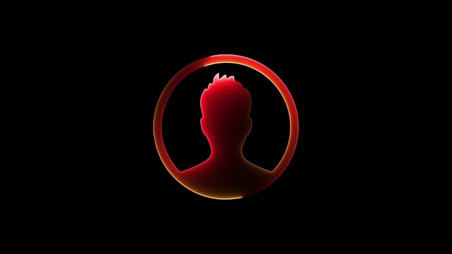 Glowing Default Social Media Profile icon red and yellow neon color saber animation on black background