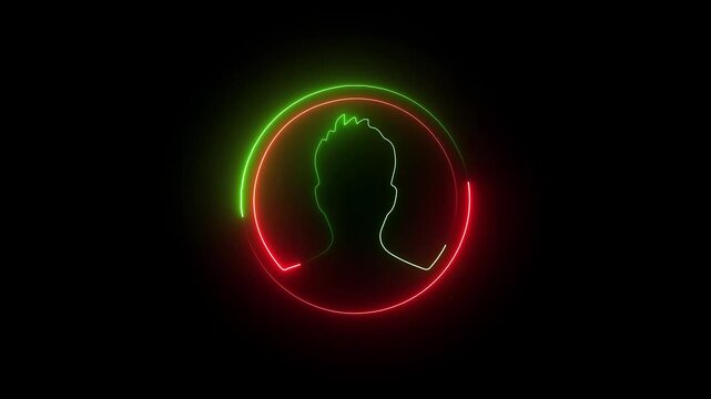 Neon Default Social Media Profile icon red and green color saber animation on black background