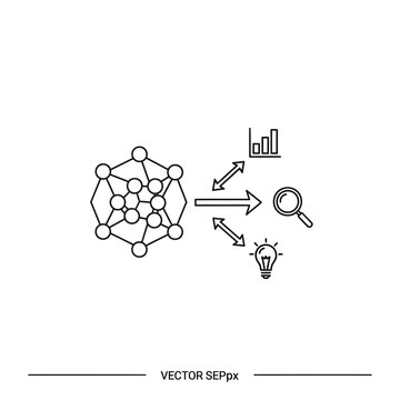 Abstract representation of data analysis and insights derived from a complex network structure, leading to business intelligence and innovation.