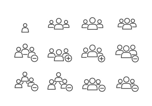 People icons showing group size increase decrease and network structure