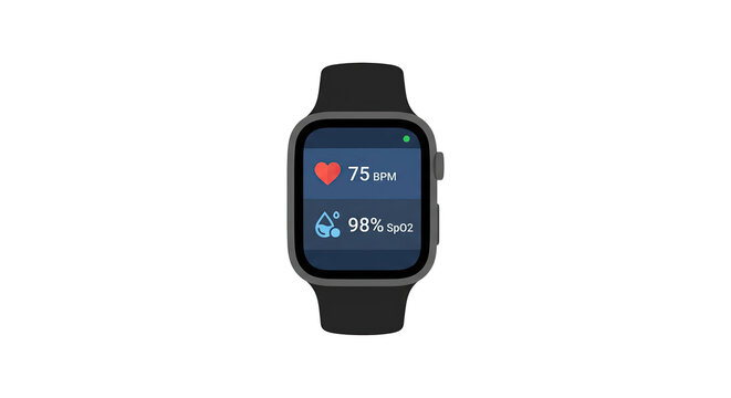 Smartwatch Displaying Heart Rate And Blood Oxygen Levels For Digital Healthcare And Remote Patient Monitoring