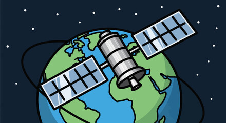 Satellite orbits the Earth in space © Bocah