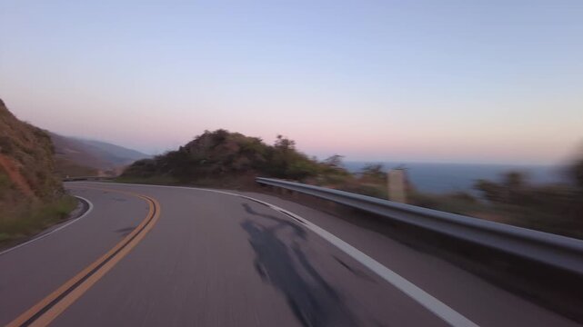 Big Sur Pacific Coast Highway Southbound 7 Ragged Point Dusk 02 Front View MultiCam Driving Plate California USA