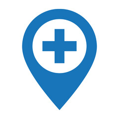 Fototapeta premium Medical location pin icon blue