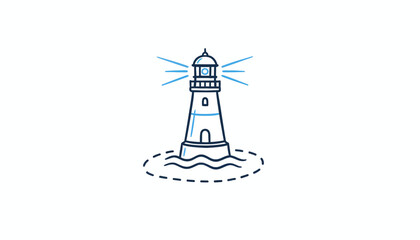 Fototapeta premium Lighthouse guiding ships at sea, beacon of hope, navigation symbol, safety, coastal landmark