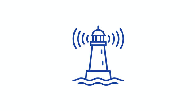 Lighthouse signal emitting waves, guiding ships, navigation, safety, communication concept