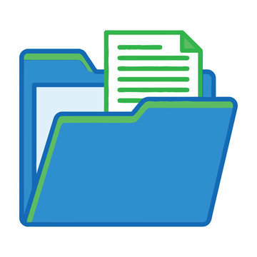 Blue folder with green document icon organizer
