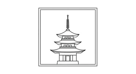 Obraz premium Japanese Pagoda Outline Icon, Traditional Asian Architecture, Cultural Landmark Vector Art