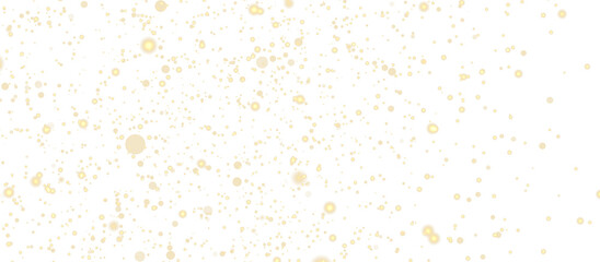 Golden glitter dust particles scattered on transparent background. Luxury bokeh sparkle overlay for celebration and festive design elements. PNG