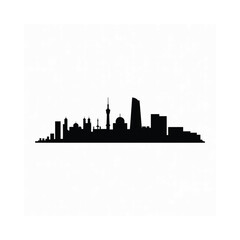 Obraz premium A silhouetted skyline depicting buildings and structures in baku azerbaijan
