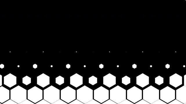 Abstract Black and White Geometric Hexagon Transition Technology Background Animation. 4K