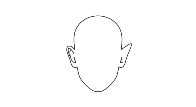 Fantasy Elf Ear Outline Drawing, Minimalist Character Design Element