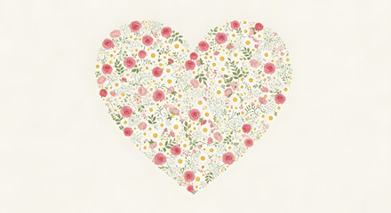 Fototapeta premium A heart shape made of colorful flowers on a white background