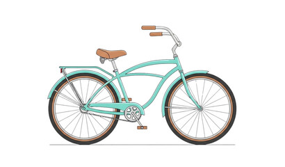 Fototapeta premium A vector graphic illustration of a teal colored bicycle with brown accents