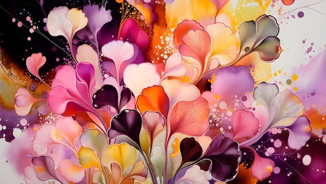 "Abstract vibrant floral background with colorful flower petals" ba "Beautiful artistic flower background for design" likhte paren