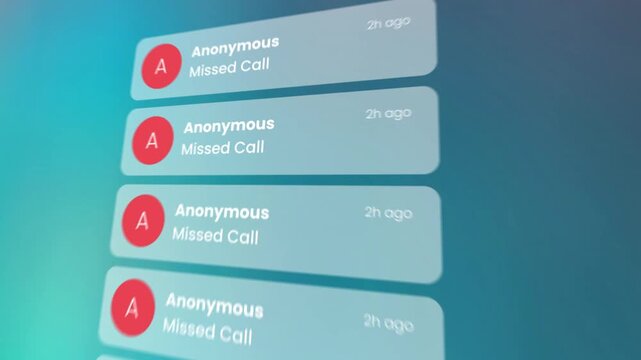 Missed Calls on Smartphone Screen. Blurred modern smartphone interface showing time and missed call notifications. Perfect for tech or communication themes.