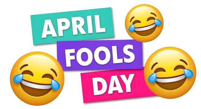 Laughing emotions on April fool's day funny joke and prank celebrations
