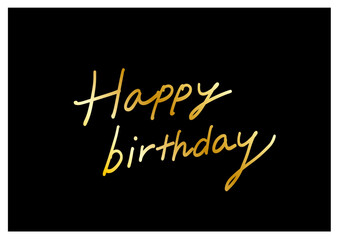 Happy Birthday gold handwritten lettering on dark background vector greeting design