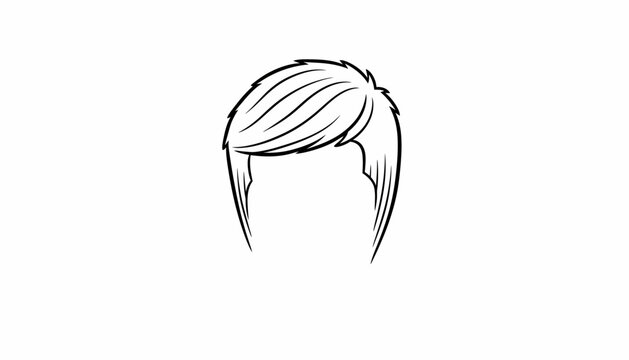 Black and White Line Art of a Modern Men's Hairstyle