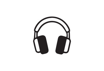 Fototapeta premium Vector headphones icon, black and white