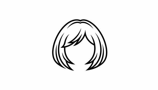 Bob Hairstyle Icon, Short Haircut Silhouette, Vector Illustration