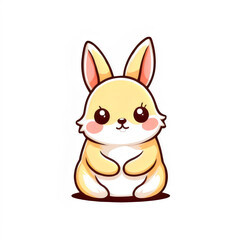 Obraz premium Cute Kawaii Bunny Cartoon , Adorable Baby Rabbit Vector Illustration 