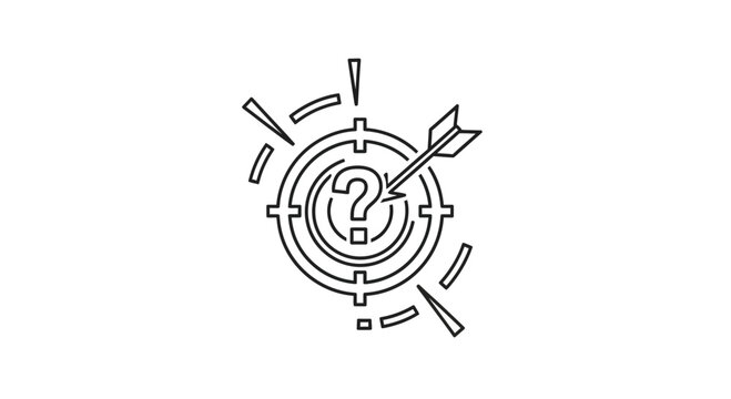 Target with Question Mark and Arrow Icon: Concept of Mystery, Goal, Strategy, Solution, Search