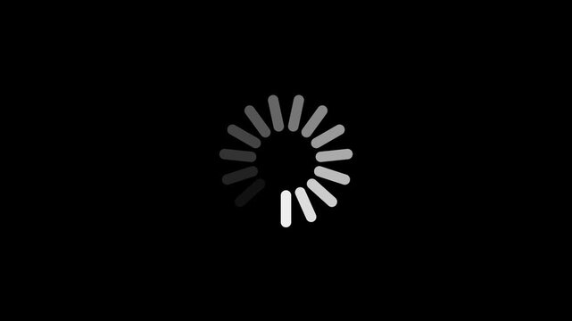 Loading Circle, Video. Loading Animation Icon on Transparent Background. Download Progress, Preloaded Animation Web Design Template, Interface Buffering. Seamless Loop Animation 4K video.