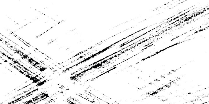 Black diagonal grunge tire tracks and scratched ink texture on white background provides a gritty, weathered aesthetic.