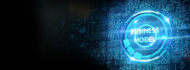 Business, Technology, Internet and network concept. Shows the inscription: BUSINESS MODEL. 3d illustration