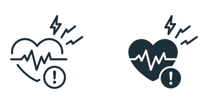 Heart attack icon outline vector sign, clean line medical symbol, cardiology emergency concept, healthcare