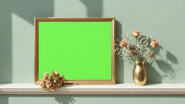 frame on the wall with flowers