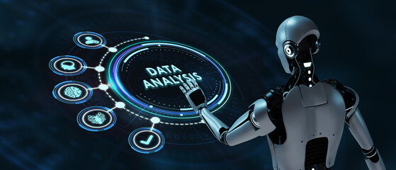 Data Analysis for Business and Finance Concept. Information report for digital business strategy. Business, technology, internet and networking concept. 3d illustration