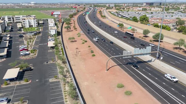 Aerial Hyperlapse of Loop 101 Freeway and VAI Resort Construction in Glendale, AZ